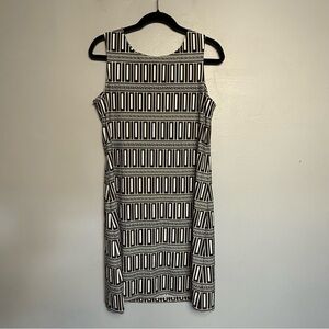 Jude Connally Beth Brown And White Pattern Dress Sleeveless Size Large